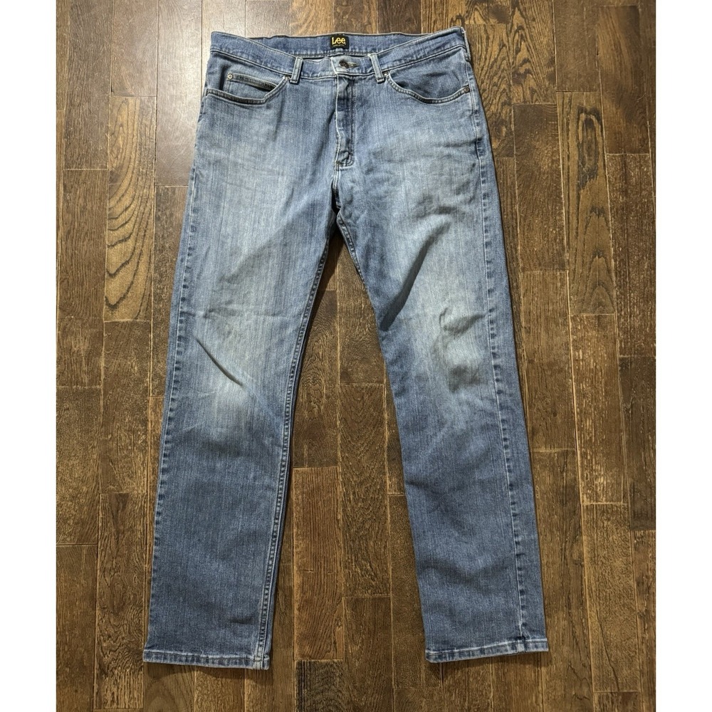 Lee Regular Fit Mid Rise Jeans Mens 37x31 Blue Medium Wash Denim
